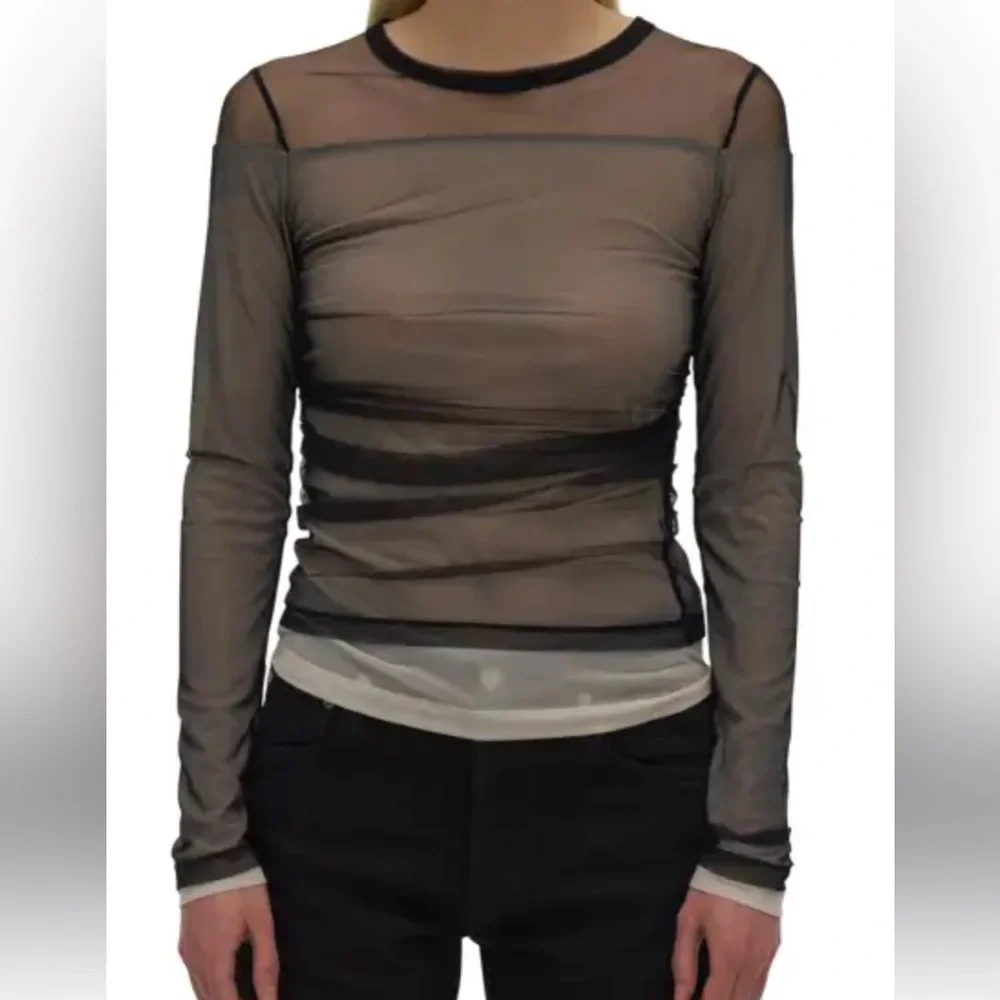 Helmut Lang Tulle Layered Long Sleeve Top Size Medium - Picture 7 of 7